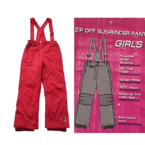 Weatherproof Other - Snow Pants  Bright Pink Zip Off Suspender
